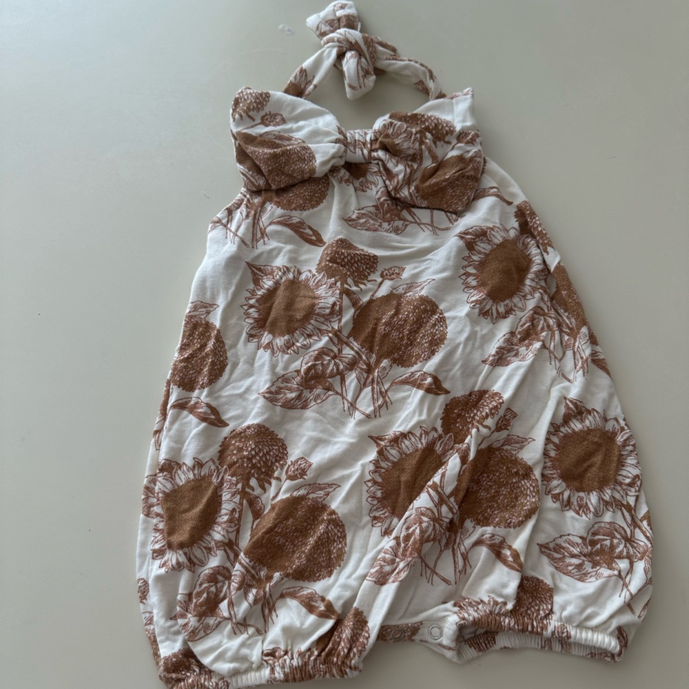 Kate Quinn Brown and White Sunflower Dress